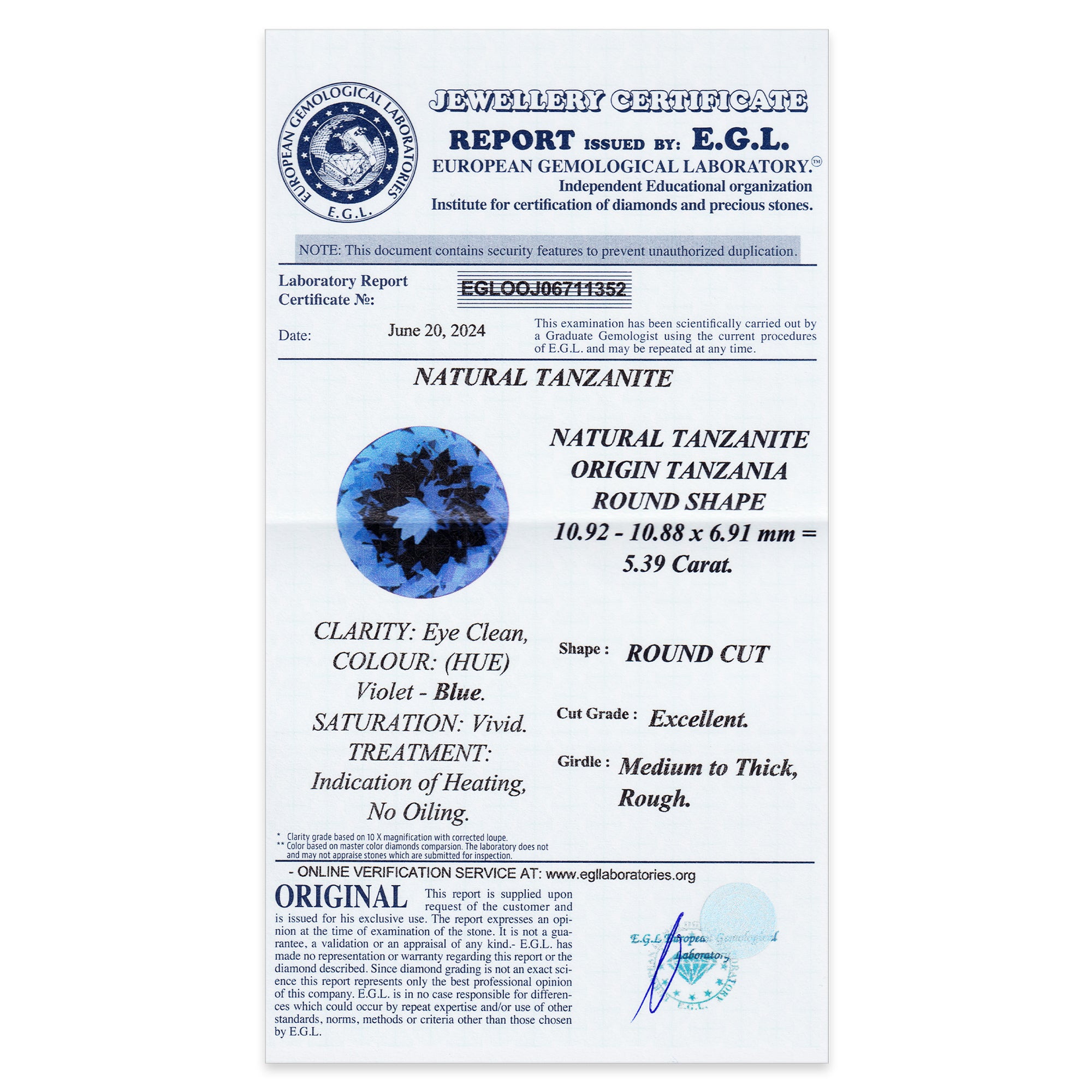 Tanzanite Round 5,39 ct
