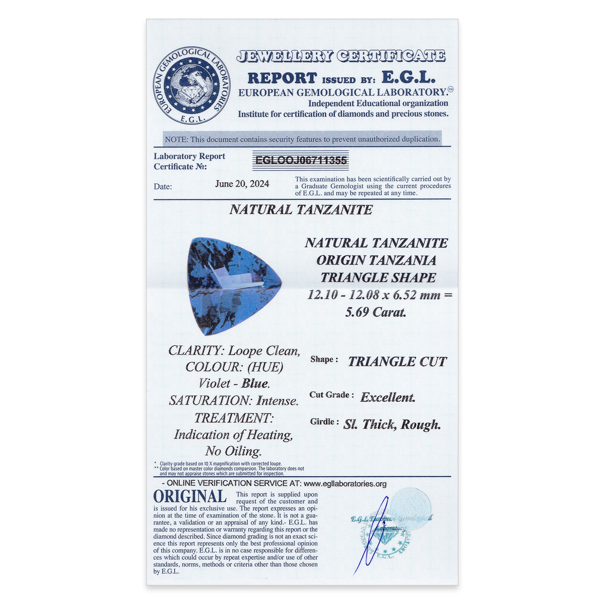 Tanzanite Triangle 5,69 ct