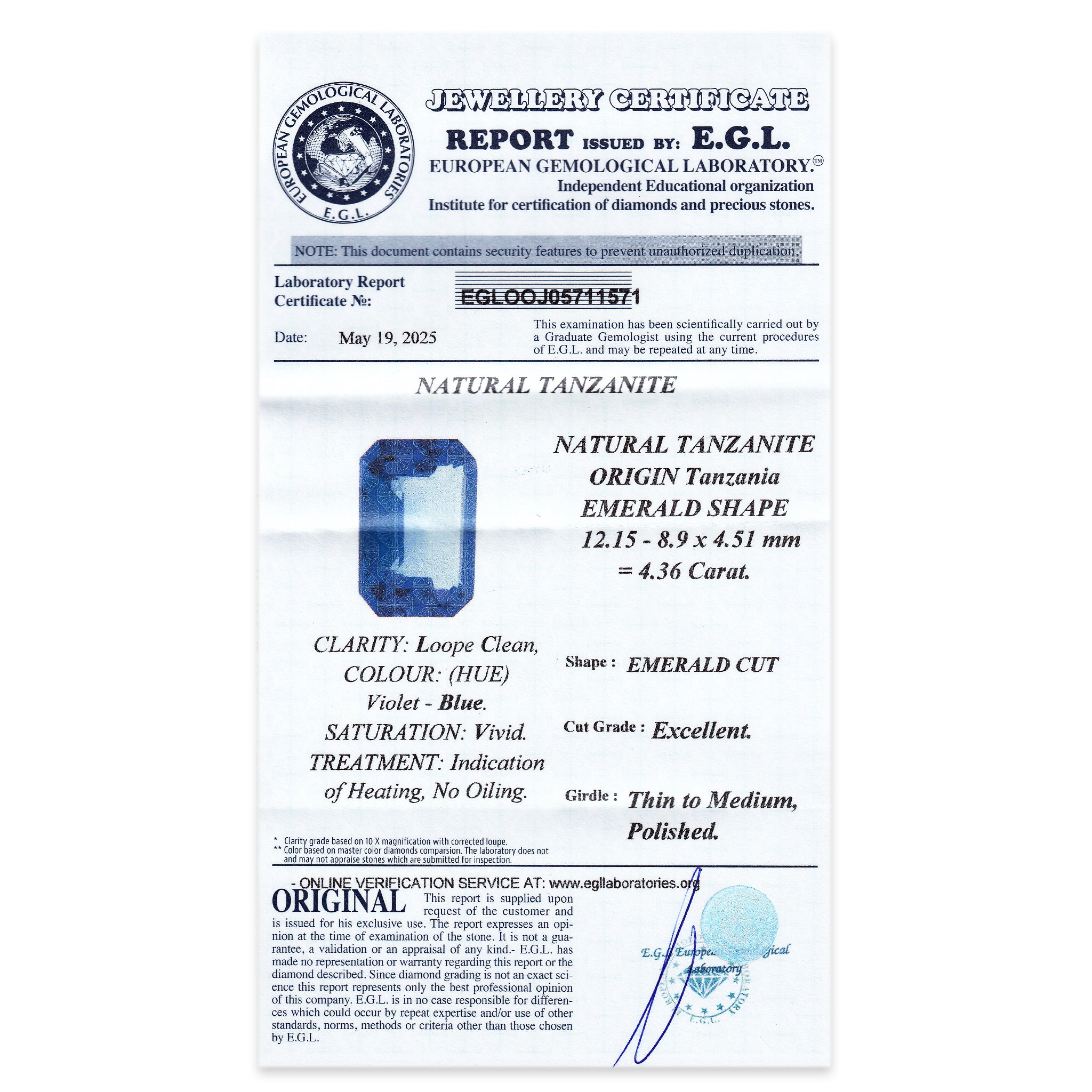 Tanzanite Emerald 4,36 ct