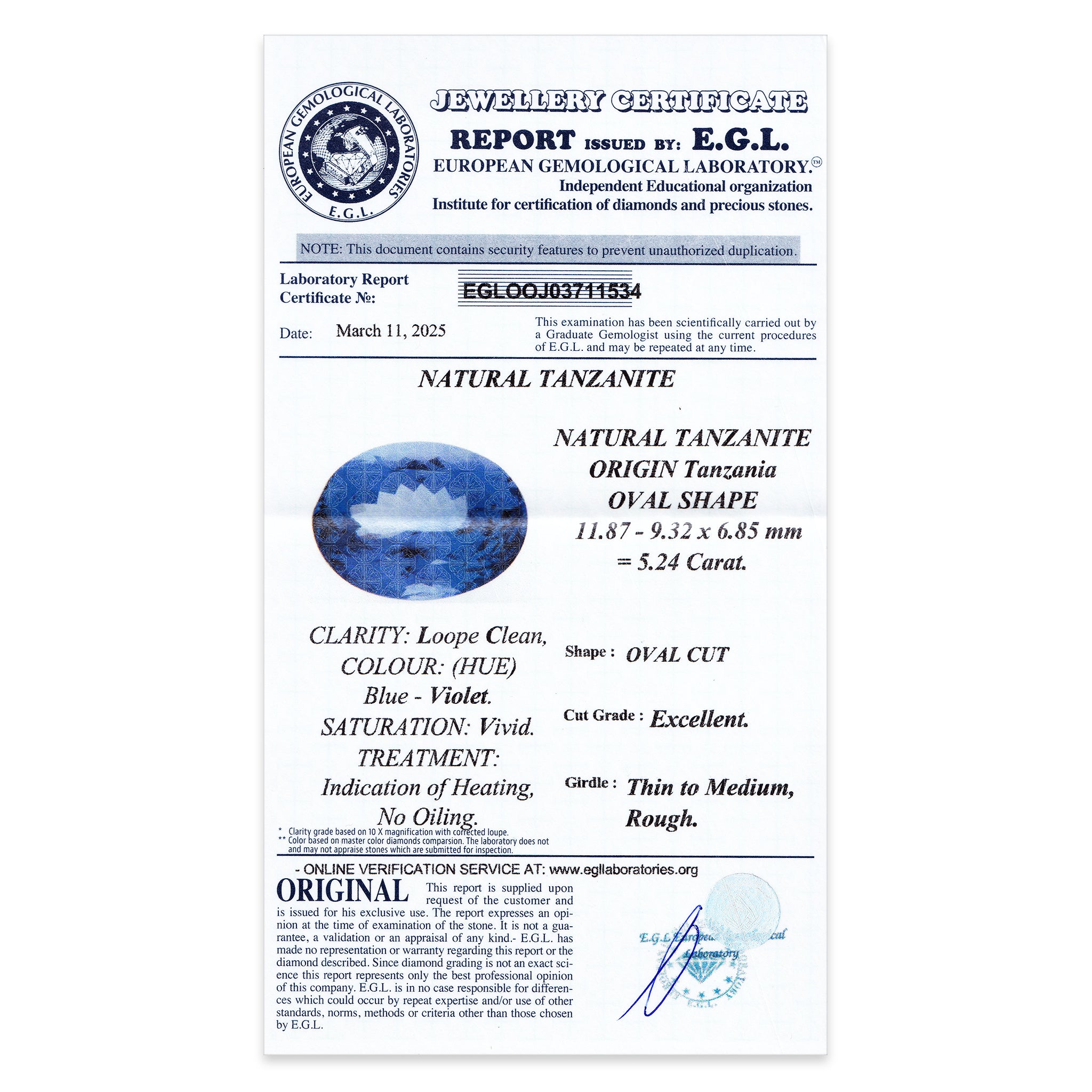 Tanzanite Oval 5,24ct