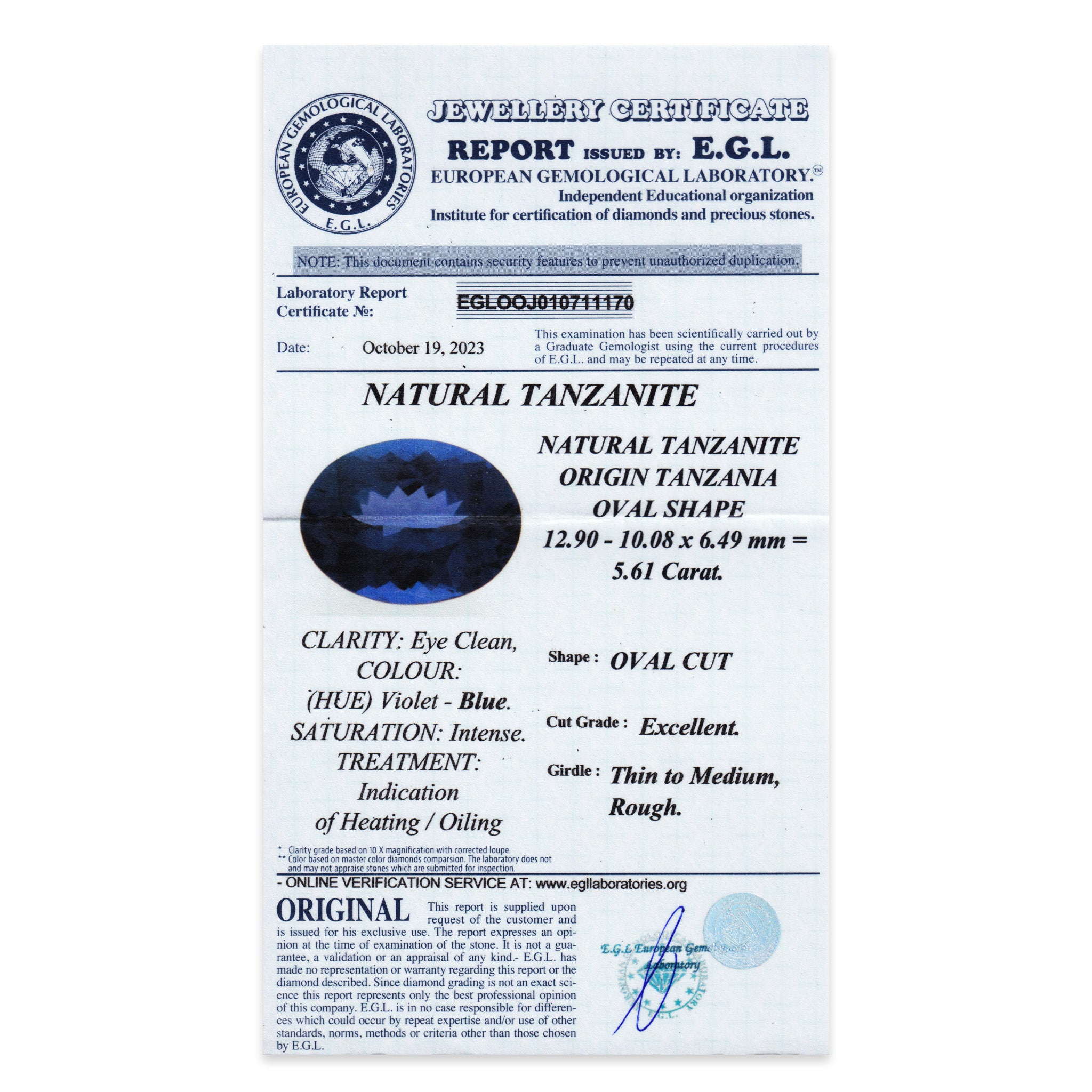 Tanzanite Oval 5,61 ct