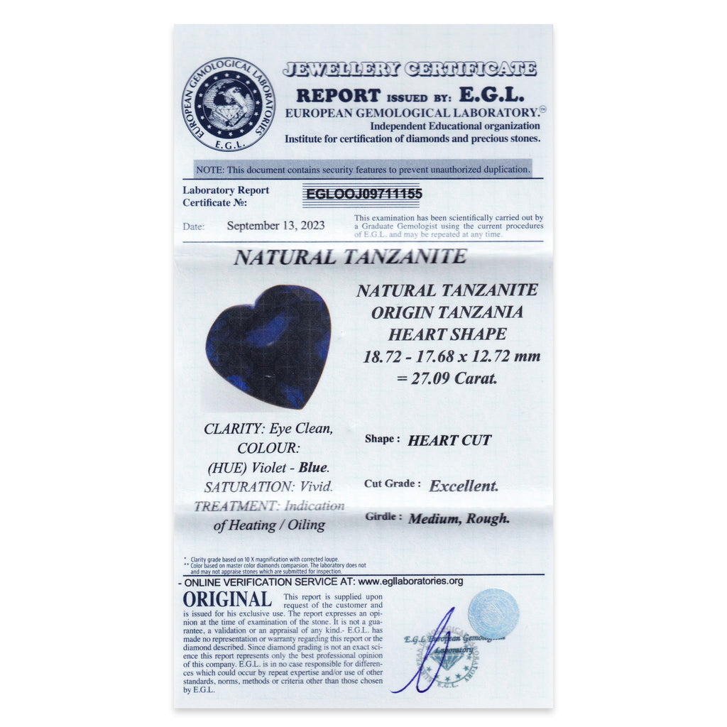 Tanzanite Heart 27,09 ct