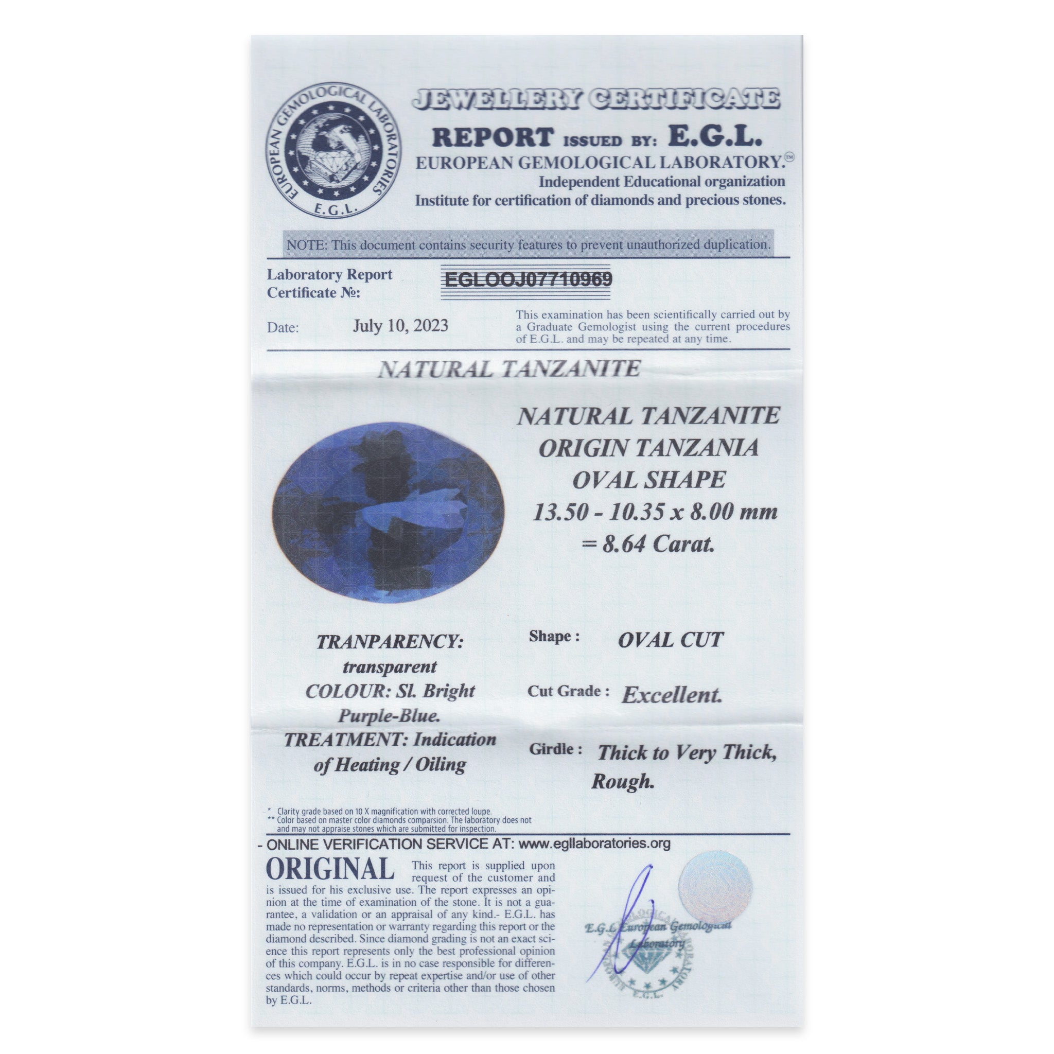 Tanzanite Oval 8,64 ct