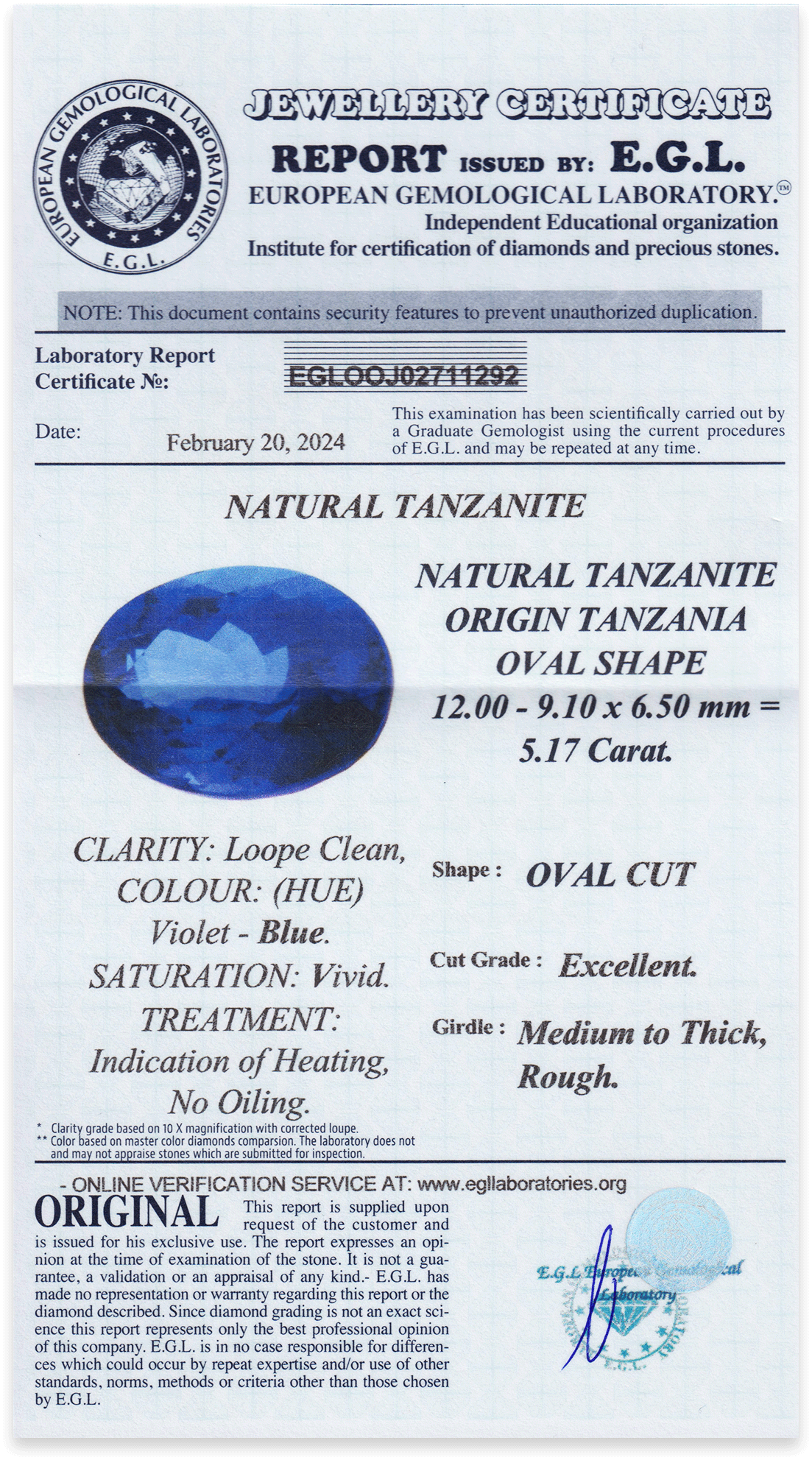 Tanzanite Oval 5,17 ct