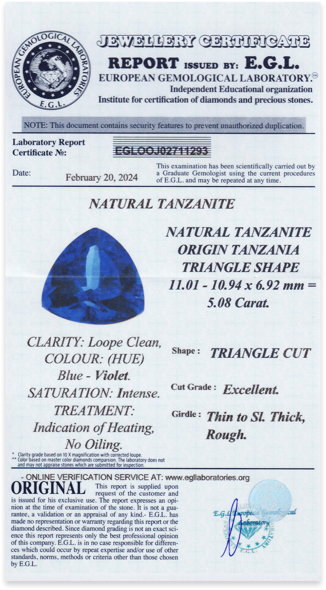 Tanzanite Triangle 5,08 ct