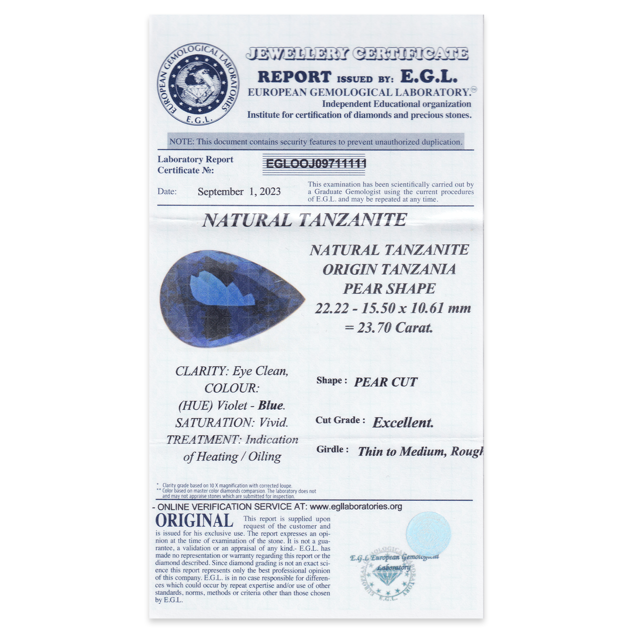 Tanzanite Pear 23,70ct
