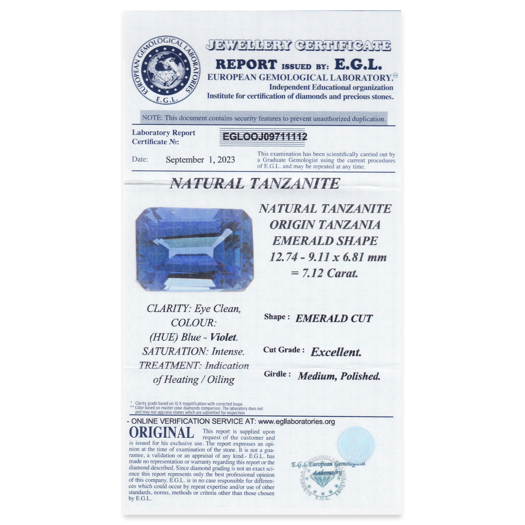 Tanzanite Emerald 7,12 ct