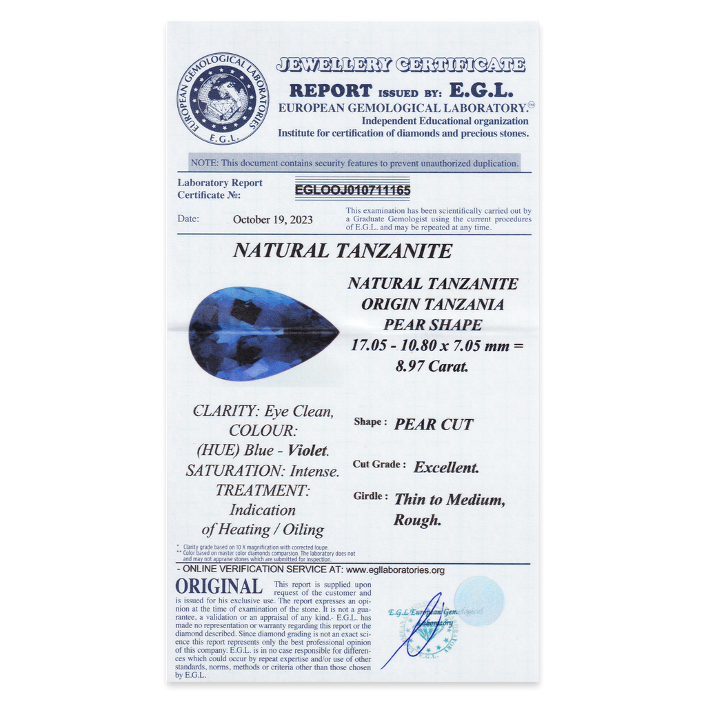 Tanzanite Pear 8,97 ct