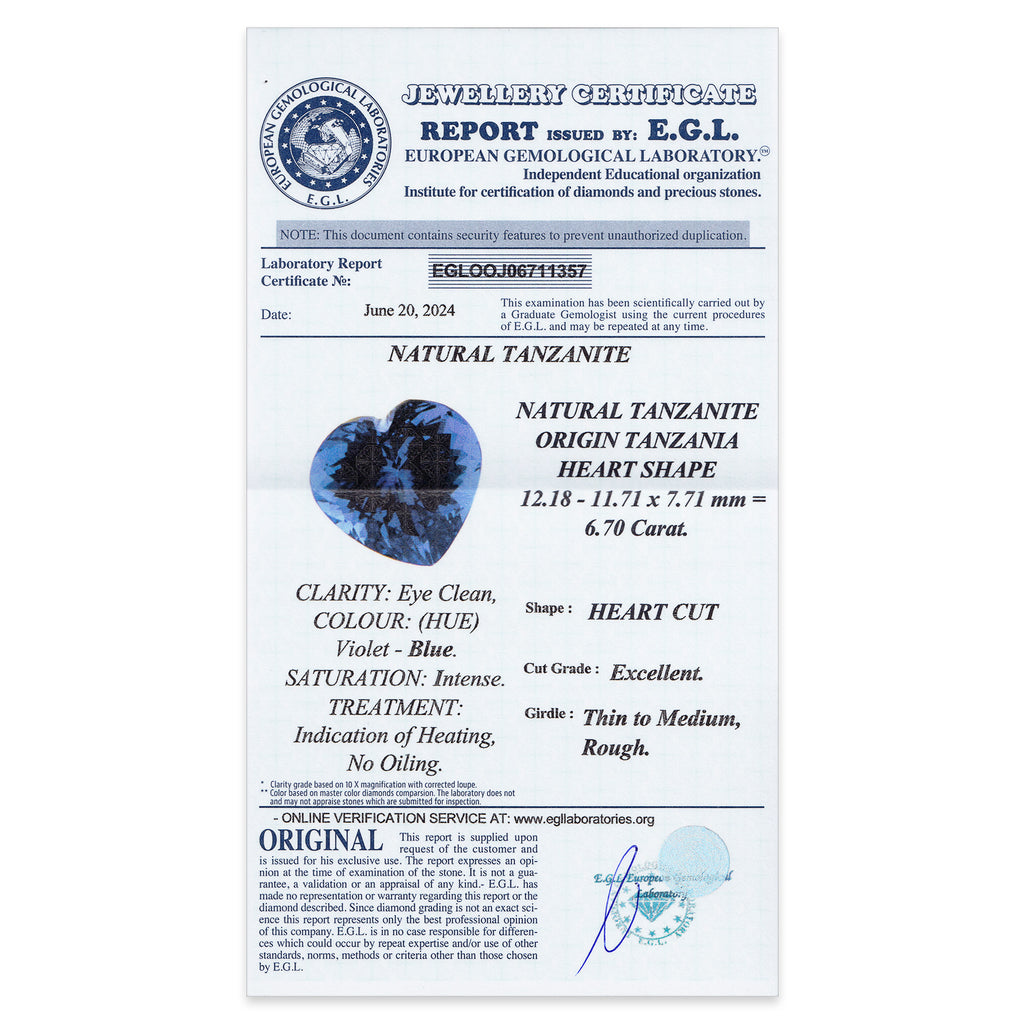 Tanzanite Heart 6,70 ct