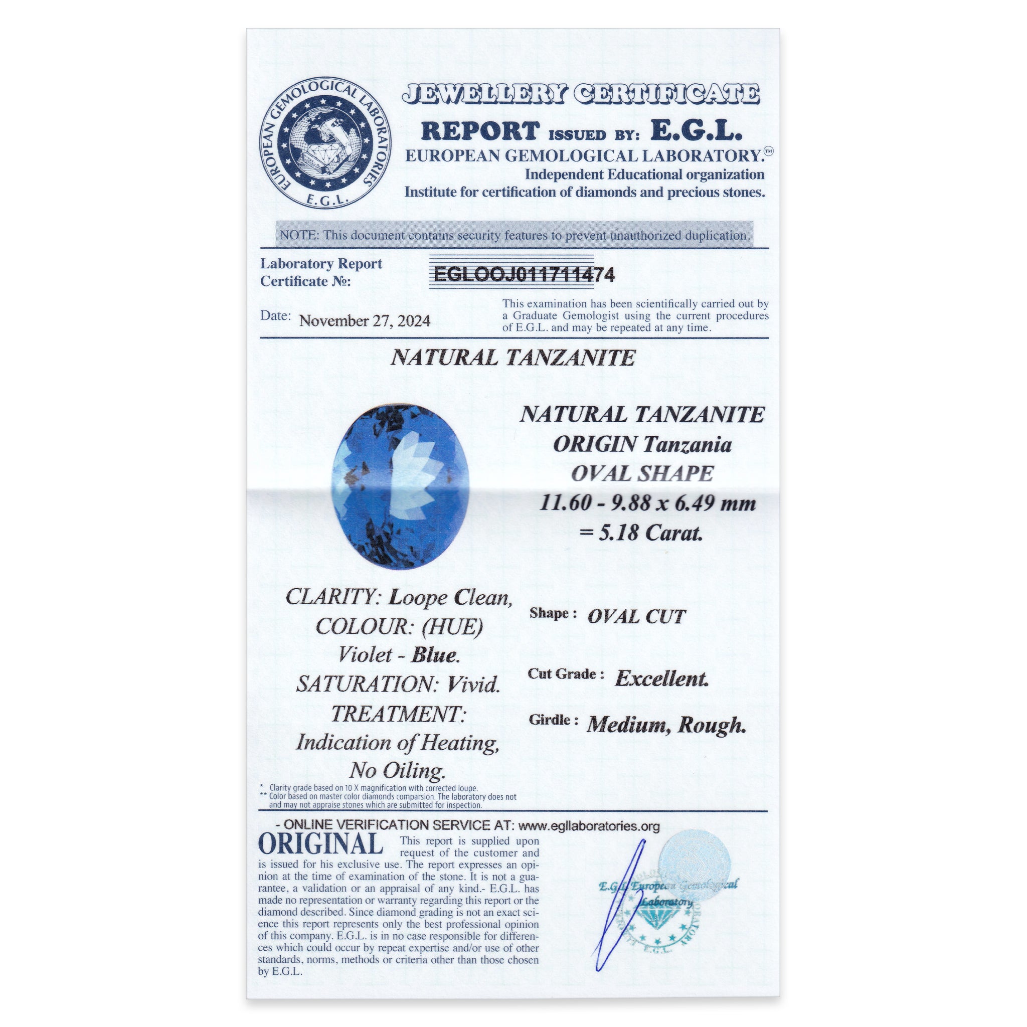 Tanzanite Oval 5,18ct