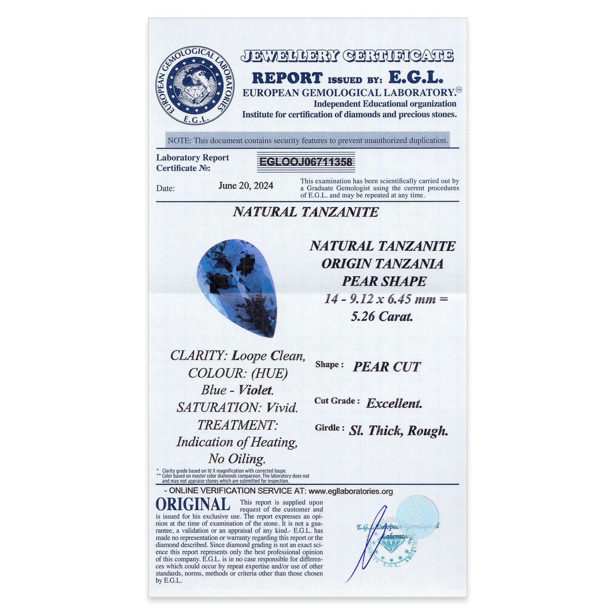 Tanzanite Pear 5,26 ct