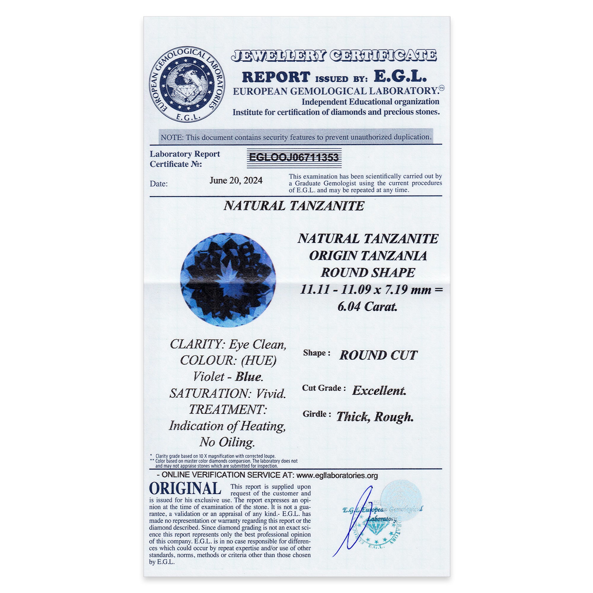 Tanzanite Round 6,04 ct