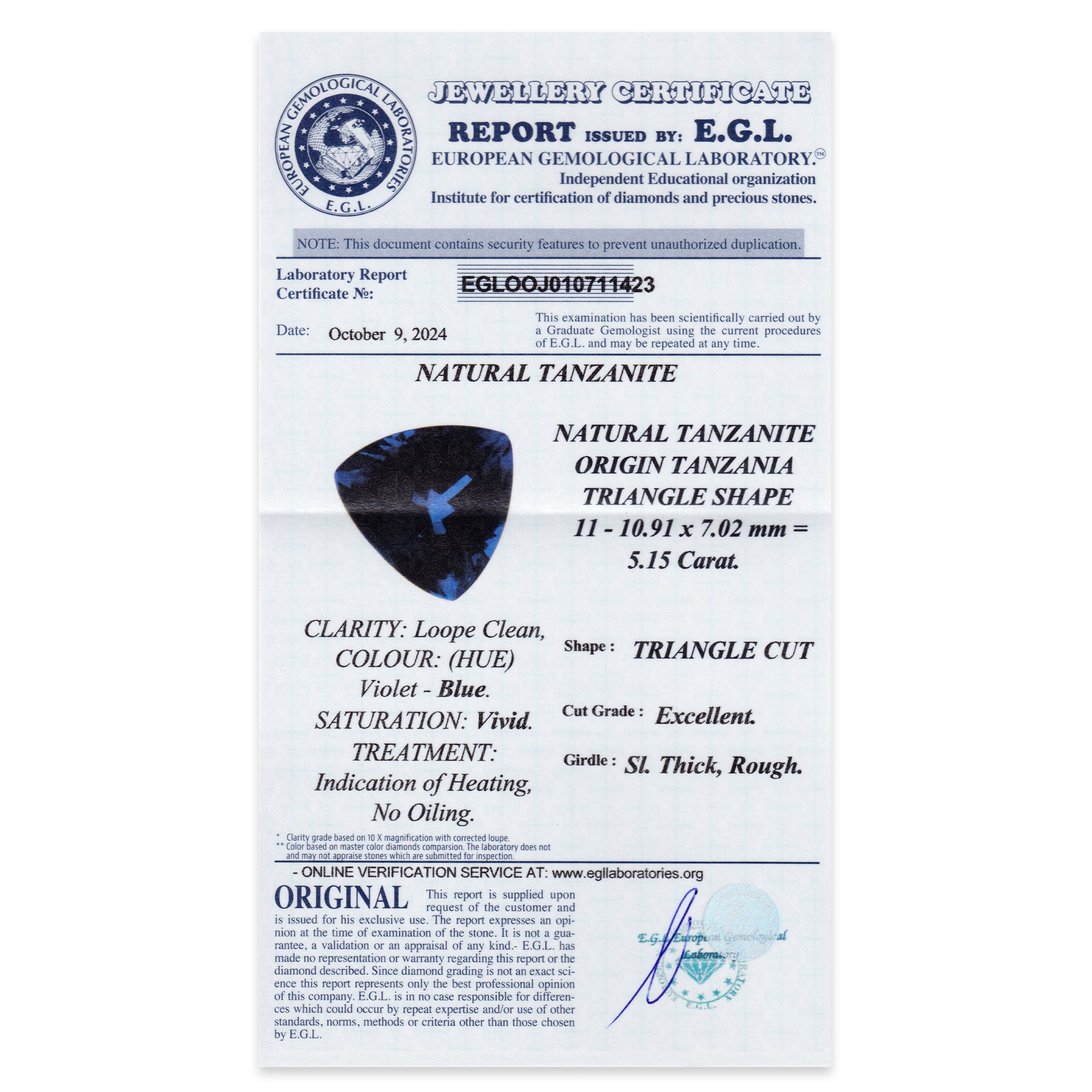 Tanzanite Triangle 5,15ct