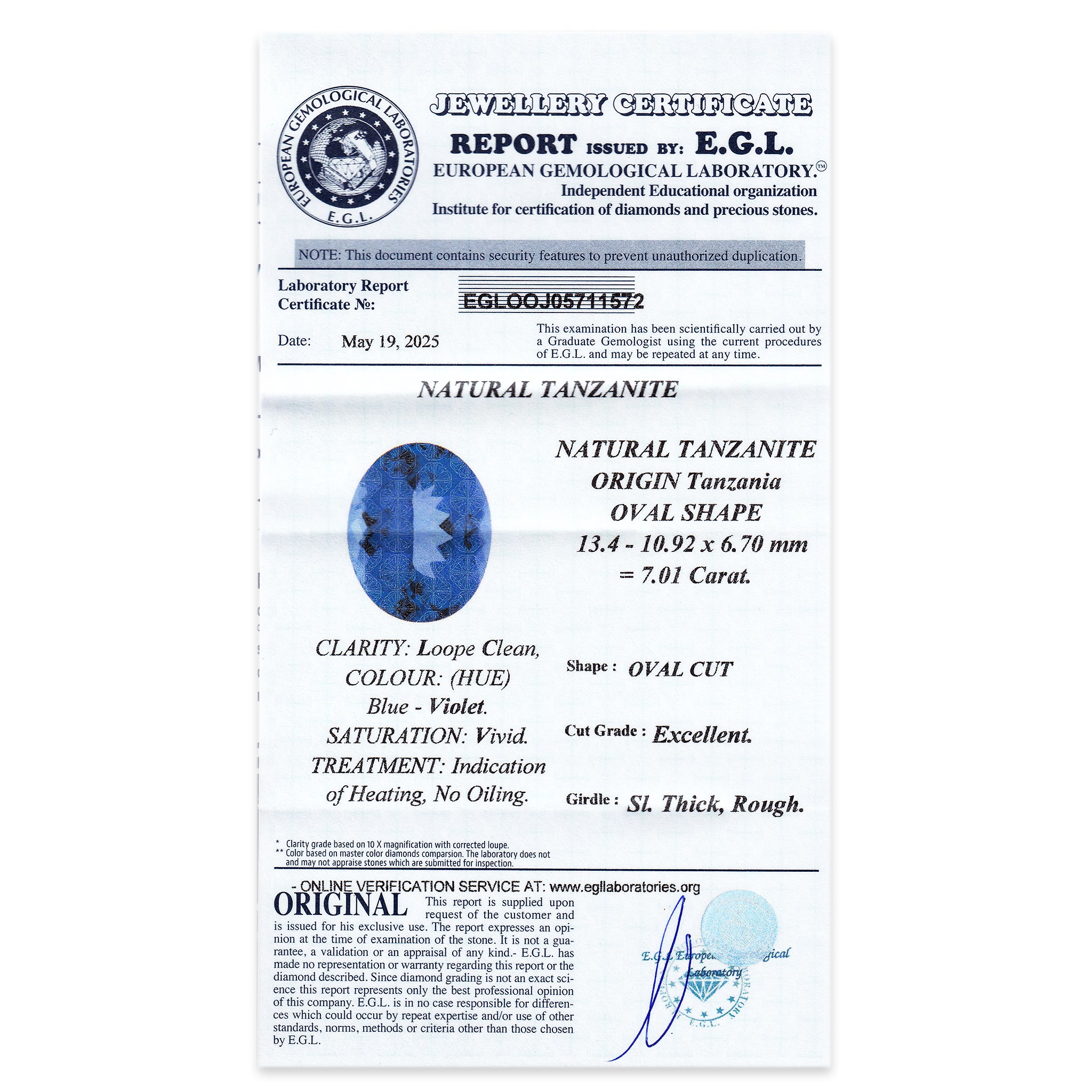 Tanzanite Oval 7,01 ct