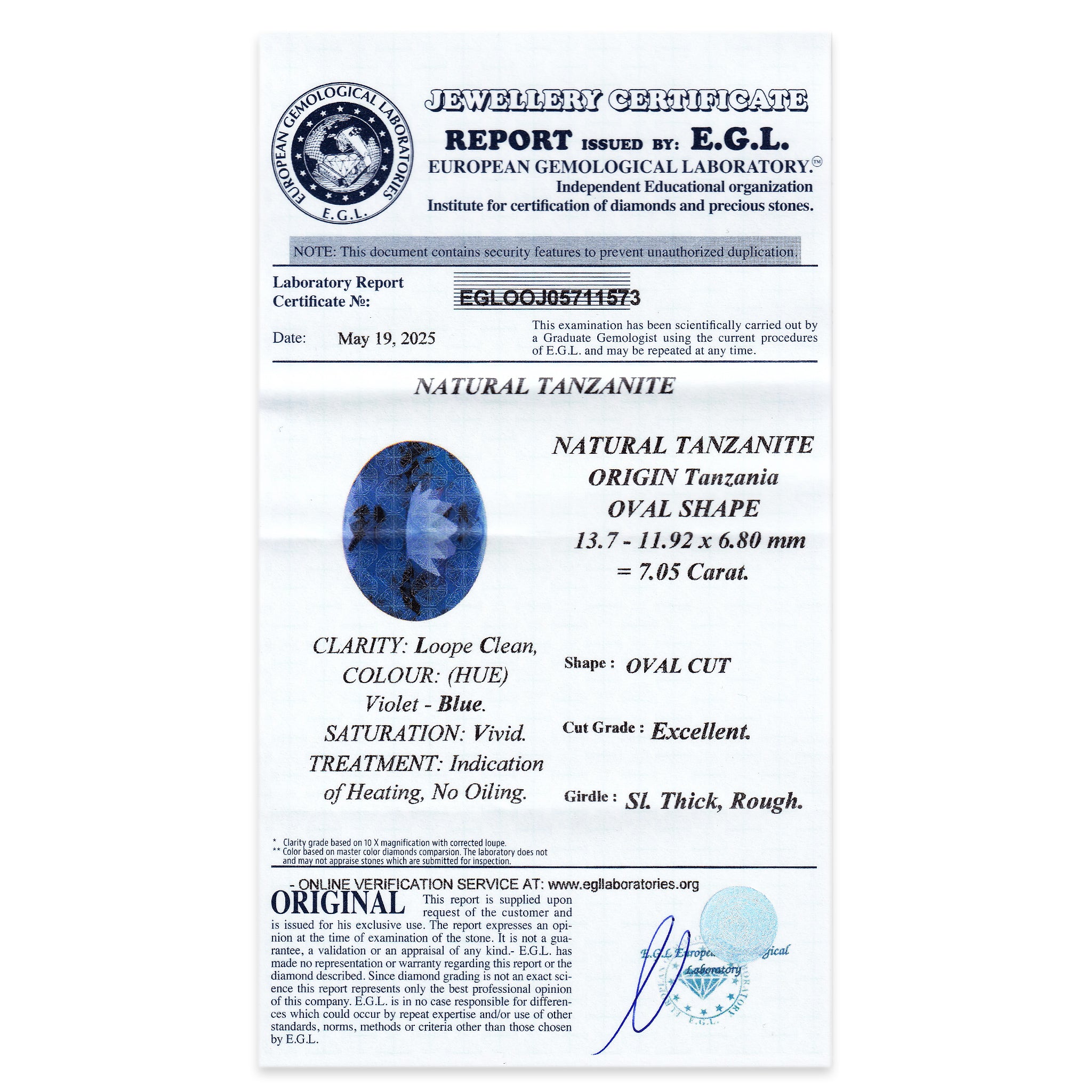 Tanzanite Oval 7,05 ct